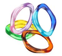 LIFKOME Bracelets Larges En Acrylique Dégradé Pour Femmes, Joncs Épais Multicolores Violets Verts Bleus Orange, Ensemble De 4, Accessoire Mode Polyvalent Pour Soirée Et Quotidien