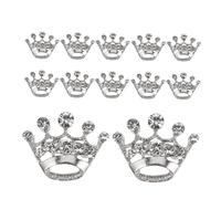 LIFKOME Broche Couronne Diadème Élégante En Alliage Et Cristaux, Lot De 15 Pièces Argenté, Accessoire Décoratif Pour Banquet, Mariage Et Fête