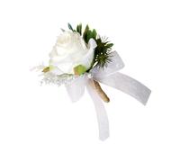LIFKOME Broche de Marié Blanche et Verte en Fleur Artificielle Épingle à Vêtements pour Mariage Décoration de Banquet Élégant Accessoire Floral pour Mariée Fête et Cérémonie
