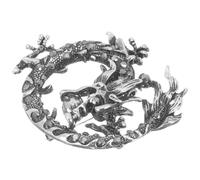 LIFKOME Broche Dragon Chinois Vintage Argenté pour Homme Épingle de Revers Résistante et Décorative pour Vêtements Sac à Dos et Écharpes Cadeau Original pour Noël et Anniversaires