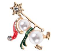 LIFKOME Broche Noël Bonhomme de Vintage Émail et Cristaux Perles Broche Créative Femme pour Pulls Vestes et Tenues de Fête Hivernale