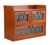 LIFKOME Buffet Vitrine en Bois et Verre Vintage Tiroir, Organisateur Pratique et Élégant pour Bureau ou Chambre, Surface Lisse et Finition Soignée