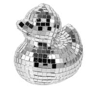 LIFKOME Canard Disco Boule Miroir Verre Décoratif Argenté Sculpture Canard Facettée Stable pour Bureau et Fête Anniversaire