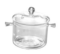 LIFKOME Casserole à Nouilles Verre avec Couvercle Double Poignée Pot de Cuisson Chaleur pour Soupe Ragoût et Ustensile de Cuisine Polyvalent