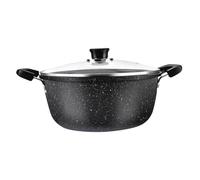 LIFKOME Casserole Fonte à Double Poignée Pot de Soupe Antiadhésif Casserole de Cuisine pour Préparation de Soupe et Réchauffage de Lait avec Couvercle Ustensile de Cuisine et Facile à