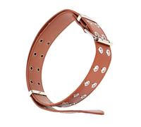 LIFKOME Ceinture Punk à Double Œillet pour Femme Coupe Large Marron en Pu pour Jeans Tendance