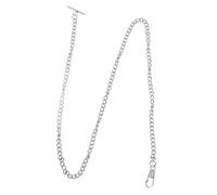 LIFKOME Chaîne De Montre De Poche en Métal Vintage 65 Cm Argentée Style Rétro Unisexe pour Ceinture Jean Et Gilet Tenue Soirée Boucle t