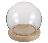 LIFKOME Cloche Ronde en Verre Transparent Φ11Cm avec Socle en Bois Mini Dôme de Verre pour Décoration de Table pour Fleurs Éternelles et Figurines en Argile Protection Anti-Poussière