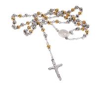 LIFKOME Collier Chapelet Acier Inoxydable avec Pendentif Croix de Foi pour Baptême et Religieux Bénédiction