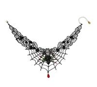 LIFKOME Collier Confortable D'halloween pour Femme Crâne Dentelle Polyester en Noire Perles Imitation, Design Exagéré et Porter pour Fête