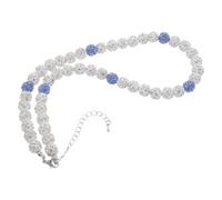 LIFKOME Collier de Baseball pour Homme 45 CM Blanc et Bleu Pendentif Balle en Résine Pailletée Bijou Sport Hip-Hop Accessoire pour Fans et Joueurs de Basketball
