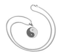 LIFKOME Collier Homme Acier Inoxydable Tai Chi Pendentif Symbole Noir Blanc Chaîne Robuste Confortable Résistant Transpiration Feng Shui