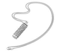LIFKOME Collier Pendentif Container Creux avec Boîte Gawu Sécurisée Gravure Spirituelle Six Mots Vrais Unisexe pour Voyage et Usage Quotidien