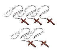 LIFKOME Collier Pendentif Croix en Bois Naturel Sculpté Unisexe, 5 Pièces, Bijoux Chrétiens Religieux pour Hommes et Femmes, Symbole de Foi Spirituel, Accessoire Religieux Léger