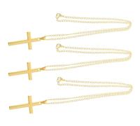 LIFKOME Collier Pendentif Croix Fantaisie Plaqué Or 3 Pièces, Chaîne Ajustable Vintage Léger, Bijou pour Cosplay, Fête Halloween et Usage Quotidien