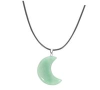 LIFKOME Collier Pendentif en Jade Naturel Lune Artisanal, Bijou Femme Élégant, Pierre D’onyx Vert, Accessoire de Bijouterie pour Soirée et Usage Quotidien, Pendentif