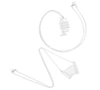 LIFKOME Collier Pendentif Musical Punk Lot de 2 en Métal Acier 897, Breloques Accordéon et Cor Français, Bijoux pour Passionnés de Musique et Occasions Festives