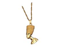 LIFKOME Collier Pendentif pour Homme 2pcs en Alliage Or Statue Égyptienne du Pharaon, Style Hip Hop Rétro, Finition Soignée, Présent pour Hommes et Garçons