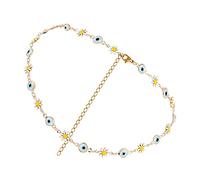 LIFKOME Collier Ras Du Cou Mauvais Œil Femme, Collier Court En Acier Inoxydable, Bijou De Protection Pendentif Marguerite, Léger Et Solide, Accessoire Mode Pour Soirée Et Fête