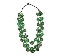 LIFKOME Collier Vert Femme Fille Collier Multicouche Tissé Coquillage Noix Pendentif Élégant pour Plage Fête Anniversaire Usage Quotidien