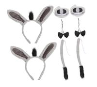 LIFKOME Costume D'âne 8 Pièces Bandeau Oreilles Queue Nez Garçon Et Filles Unisexe Fête Halloween Accessoire Cosplay