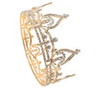 LIFKOME Couronne de Mariée Ronde avec Strass Bandeau Couronne Princesse Accessoire de Coiffure Brillant pour Anniversaire Concours Bal Masqué