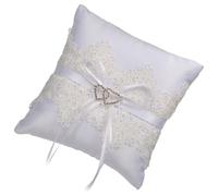 LIFKOME Coussin Porte-alliances en Dentelle Blanche, Double Cœur Ajouré, Coussin Décoratif pour Mariage et Demoiselles d'honneur, Accessoire Cérémonie de Fiançailles Élégant et