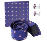 LIFKOME Cravate Homme Élégante avec Motif Drapeau USA avec Pochette et Boutons de Manchette pour Événements Formels et Réunions Politiques