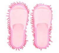 LIFKOME de Ménage Chenille Unisexes Semelle Antidérapante Respirants avec Ouverture des Orteils Lavables et Confortables pour Sols Carrelage et Vinyle Large Rose