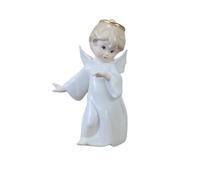 LIFKOME Décoration de Bureau en Céramique Petit Ange Blanc Ornement Artisanal pour Décoration Maison et Figurine de Table Décorative Élégante