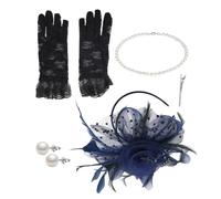 LIFKOME Ensemble Chapeau Bibi Voile en Maille Bandeau Collier Boucles D'oreilles pour Femmes Tea Party