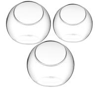 LIFKOME Ensemble de 3 Décorations en Verre Chic Vacances, Jardinière pour Plantes Grasses Ouverture Biseautée, Terrarium Rond pour Plantes Aériennes, pour Décoration Maison ou Balcon