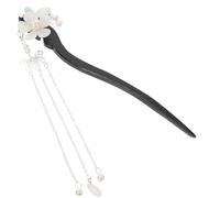 LIFKOME Épingle à Cheveux Chinoise Bois avec Pompon et Fleur Inspiration Ancienne Baguette Décorative pour Chignons Accessoire Traditionnel pour Femmes Tenue Hanfu et Coiffures Vintage