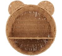 LIFKOME Étagère Murale en Rotin Tressé de Chat Panier Suspendu en Corde de Papier, Rangement Multifonction pour Salon ou Entrée, Style Campagne Moderne