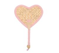 LIFKOME Éventail Paille Tissé Main Cœur Mignon Portable pour Garçon Fille Léger et Compact Ventilateur Manuel Adapté Festivals et Sorties