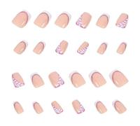 LIFKOME Faux Ongles à Coller Pailletés Blancs Effet Feuille 24 Pièces Plastique ABS Capsules D’Ongles Couverture Complète Kit Manucure pour Femmes et Adolescentes