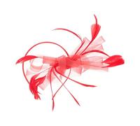 LIFKOME Fleur à tête de plume en maille bandeau de fête de thé pour les femmes couvre-chef de fête de thé pour les filles bandeau pour femme à la mode et habillé Plastique rouge