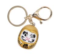 LIFKOME Fortune Daruma Porte-Clés Traditionnel Daruma Chanceux Feng Shui Ornement De Bon Augure Pendentif Charmes Pour Clé À Main Jaune