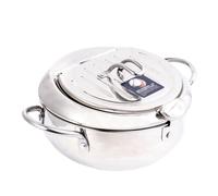 LIFKOME Fryer à Température Friteuse Marmite Induction Fryers Frire Casseroles Passoire Friture Poêlon Inoxydable Pot Poêle Mini Frisé