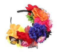 LIFKOME Halloween Floral Headband With Rose And Butterfly Accents Lightweight Comfortable Day Of The Dead Party Festival Hairpiece For Women