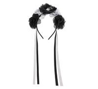 LIFKOME Halloween Skull Headdress With Imitation Rose Flowers Cosplay Hair Accessory For Day Of The Dead And Halloween Party Bride Headband For Women And