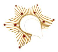 LIFKOME Halo Headband Couronne Dorée et Rouge Accessoire Coiffure Déesse pour Halloween Fête Cosplay et Mariage Serre-tête Confortable et Élégant pour Femmes