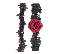 LIFKOME Jarretières de Mariée Confortables et Polyvalentes en Dentelle Ensemble de 2 Motif Fleur de Rose, Design Élégant, Ajustables pour Tour de Cuisse 40-60cm pour Soirées Romantiques