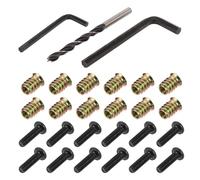 LIFKOME Jeu de Inserts Filetés Métal avec Boulons pour Meubles Écrous à Visser Hexagonaux Discrets Fixation Solide pour Réparation et Assemblage de Bois