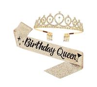 LIFKOME Kit Anniversaire Birthday Queen Avec Bandeau Et Bandoulière Élégante Pour Célébrations Accessoires Festifs Pour Filles Pour Anniversaires Et Fêtes Spéciales