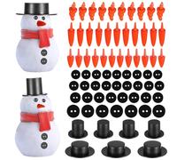 LIFKOME Kit D’Accessoires DIY Bonhomme de Neige 320 Pièces Nez et Boutons Noirs Mini Chapeaux Noir Petit et Moyen Décoration Hiver Extérieure Kit Bricolage Créatif pour Famille