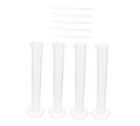 LIFKOME Kit De 9 Pièces Cylindre Gradué 100 Ml En Plastique Transparent Avec Base Stable, 4 Cylindres De Mesure 5 Compte-gouttes De 3 Ml, Pour Laboratoire, Usage Scolaire Et Domestique