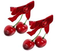 LIFKOME Lot de 1 Paire de Pinces à Cheveux Cerises Rouges en Velours Doux Accessoires D’Automne-Hiver pour Filles Barrettes Mignonnes Multifonctions pour Coiffures Quotidiennes et Fêtes