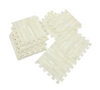 LIFKOME Lot De 10 Dalles De Sol En Mousse Eva 30x30x1 Cm Blanc Bois Pour Bébé, Tapis Puzzle Emboîtable Épais, Tapis De Jeu Sécurisé Pour Chambre Et Salon, Confort Éveil Garçon Et Filles