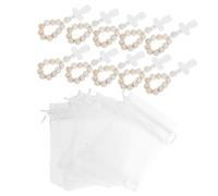 LIFKOME Lot de 10 De Baptême : Chapelet en Bois, Chapelet De Poche, Bracelet avec Crucifix Et Pochettes en Filet pour Invités, Baptême, Baby Shower, Mariage, Fête